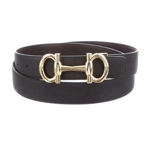 New! Salvatore Ferragamo black leather belt - size large
